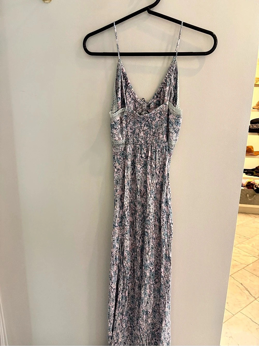 Free People Floral Maxi Dress in Pink & Blue Like New